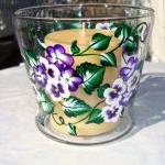 Painted Glass Candle Holder/ Candy Dish/ Potpourri..