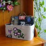 Multi Use Storage Tote Basket With Flowers