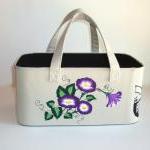 Multi Use Storage Tote Basket With Flowers