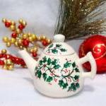 Christmas Ornament Teapot With Holly