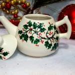 Christmas Ornament Teapot With Holly