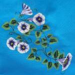 Turquoise Tote Bag With White And Blue Flowers