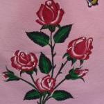 Two Strapped Pink Tote With Painted Red Roses