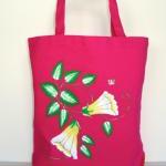 Magenta Tote Bag With Yellow And White Flowers