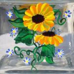 Glass Jar With Painted Sunflowers
