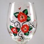 Wine Glasses With Red Flowers