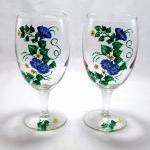 Two Floral Wine Glasses
