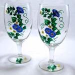 Two Floral Wine Glasses