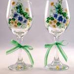 Painted Wine Glasses With Flowers