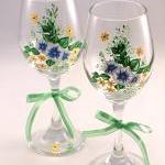 Painted Wine Glasses With Flowers