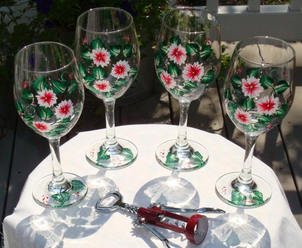 Painted Wine Glasses/ Bridesmaids/ Wedding Shower Gift