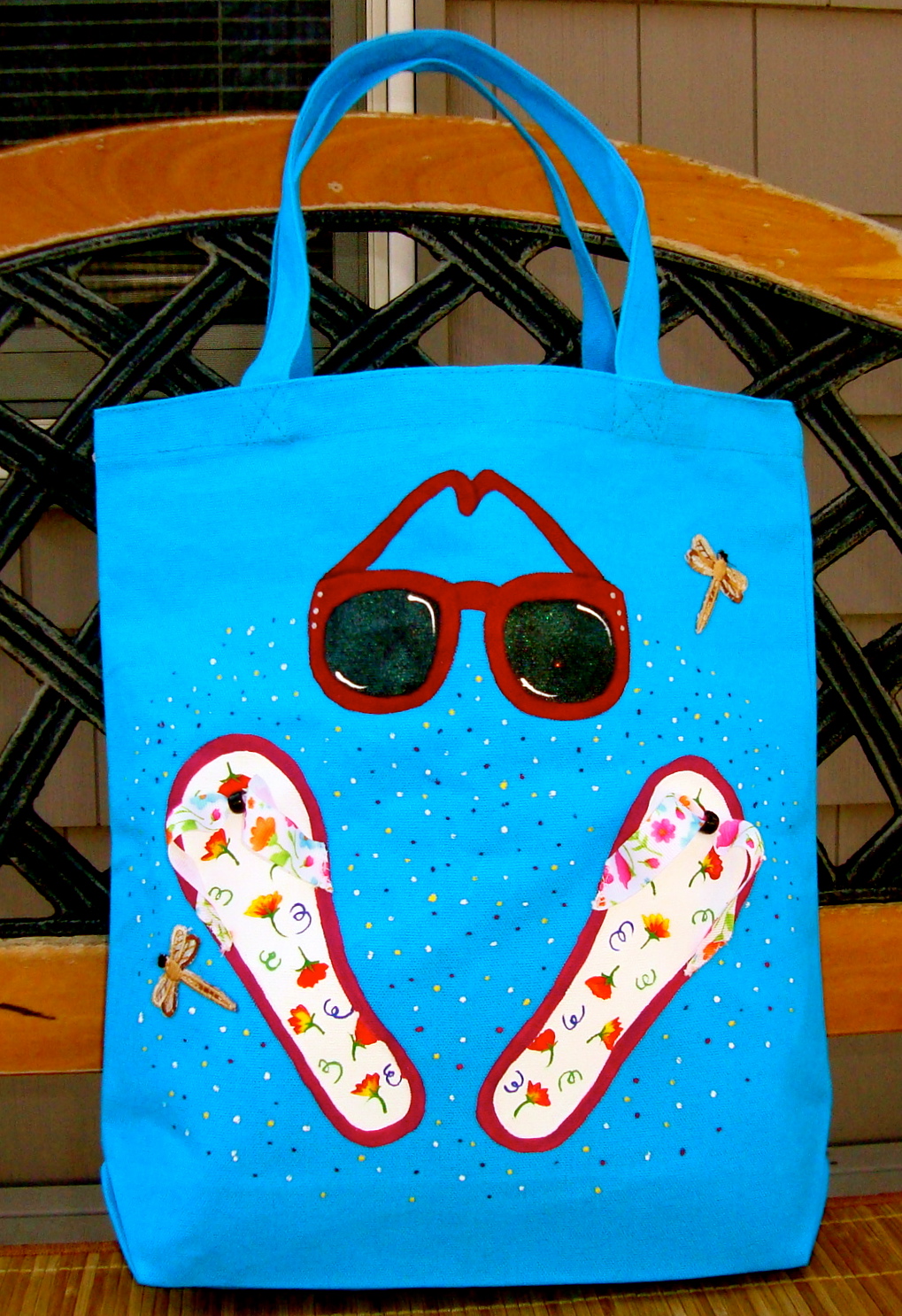 Beach Tote Bag With Flip Flops